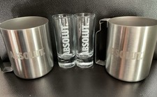 Absolut Vodka Shot Glasses & Metal Mugs ABSOLUT Vodka Cocktails Shots Bar Set