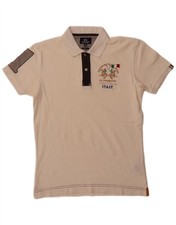 LA MARTINA Mens Slim Fit Graphic Polo Shirt Medium White Cotton AU07