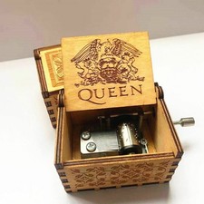 Retro Carved Bohemian Rhapsody Wooden Engraved Queen Music Box Kids Gift