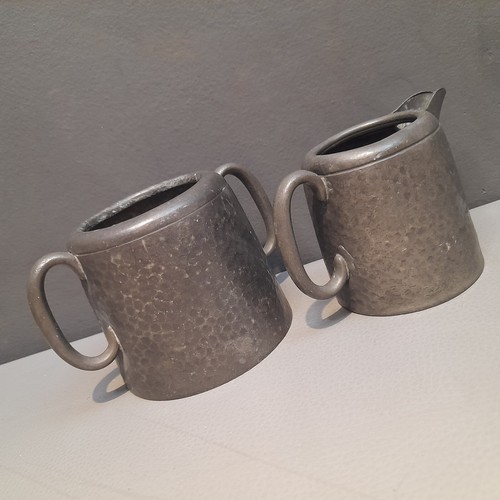 Vintage pewter pots double - pots,