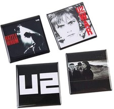 U2 Button Badge Set of 4 Badges U2 Badges Rattle & Hum/Logo/War/Joshua Tree