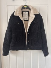 Boys Marks & Spencer M&S Black Corduroy Coat Jacket Borg Fleece Lined 9-10 Years