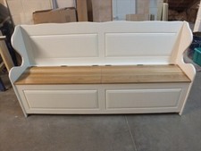 6' PAINTED MONKS BENCH OAK SEAT STORAGE & DIVIDER- F&B WHITE TIE- CHOICE COLOURS