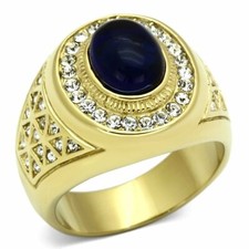 Mens sapphire gold ring signet