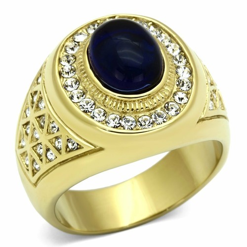 Mens sapphire gold ring - , signet