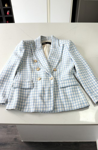 Zara blue houndstooth - blue, check