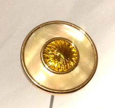 Vintage Mother of pearl foiled glass hatpin Very long 10.25 inches / 26cm