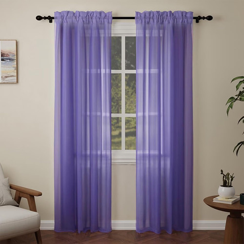 Purple voile curtains drop - 90,