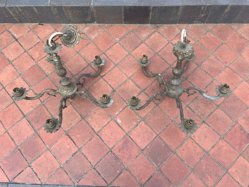 Pair antique vintage brass - of,