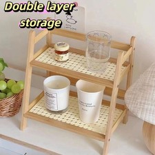 Wooden Storage Shelf Rattan