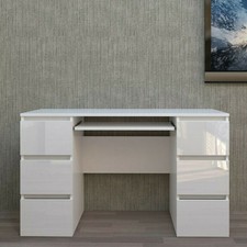 Desk Computer High Study Makeup Table 6 Drawer High Gloss Black White Gray New