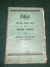 Villiers Price List For Spare Parts 1958