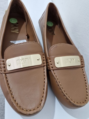 Dkny tan leather loafers gold - dkny,