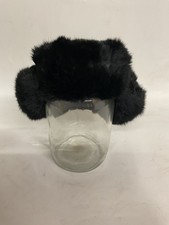 Men's Chinese Khaki & Black Faux Fur Lined Trapper Hat Green Quilted Size 56