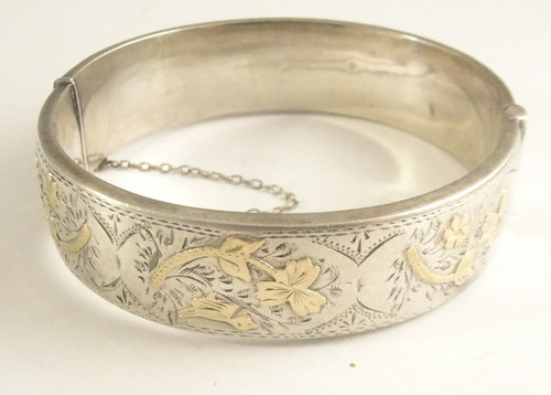 Vintage silver gold cuff - vintage,