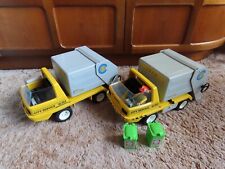 2 PLAYMOBIL REFUSE RECYCLE TRUCKS BINS & DRIVER - SOLD AS PER PHOTOS
