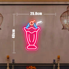 USB LED Neon Sign Ice Cream Milkshake Wall Decor for Store Room Party Decor