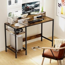 DOSDIOS Gaming Office Computer Desk, 120x50cm with Storage Shelves rustic brown