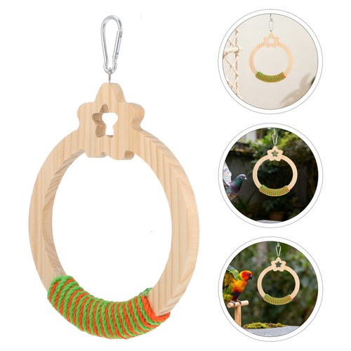 Khaki wooden bird - swing, perch
