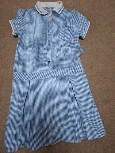 Girls blue gingham school - f&f,