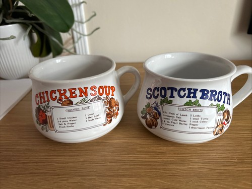 Vintage soup recipe mugs - soup,