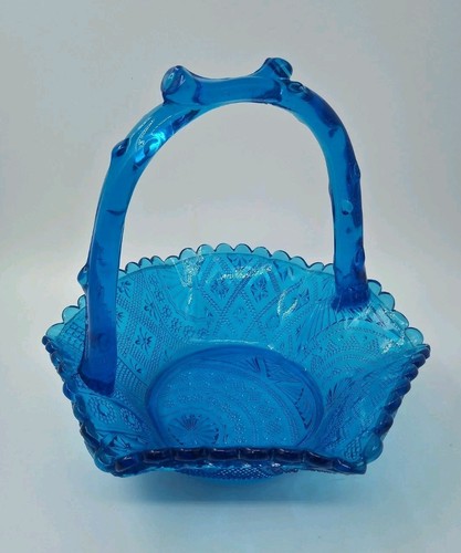Victorian blue glass basket - blue,