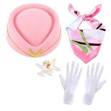 4Pcs Adults Women Stewardess Costume Accessories Air Hostess Cosplay Costumes