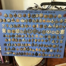 Ww1 cap badges  Display Board pre printed professional collector board. Vortex  