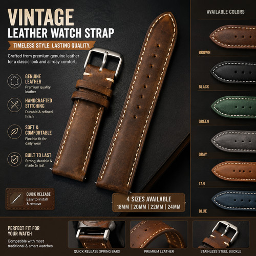 Mens watch strap handmade - mens,