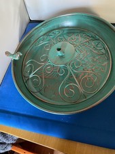 Ornate Green Gold Coloured Ground Bird Bath For Ground Dwelling Birds Animals