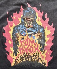 SANTA CRUZ SKATEBOARDS - TOM KNOX FIRE PIT TEE - L - BLACK OLD SCHOOL T-SHIRT
