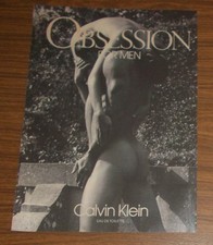 Rare Advertising Vintage CALVIN KLEIN OBSESSION for Men Eau de Toilette 1991