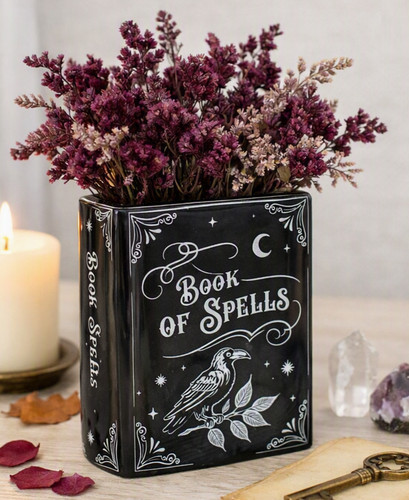 Book spells raven - raven, ceramic