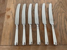 VINTAGE SET 6 SOLID STERLING SILVER  “OLD ENGLISH PATTERN” TABLE KNIVES