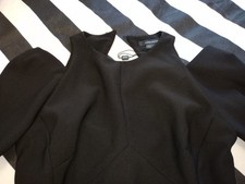 Karen Millen Ladies Pencil Dress Sz10 Black Long Sleeve LBD Cut Out Shoulder S