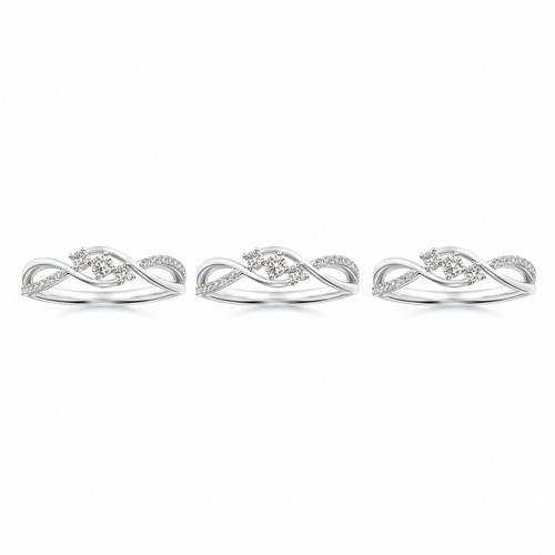 Set ring 14k white gold - 3,
