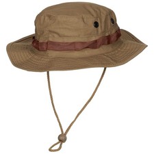 COMBAT GI BOONIE BUSH HAT HIKING TREKKING TRAVEL 100% COTTON RIPSTOP COYOTE TAN
