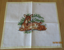 Vervaco Fawn & Rabbit Finished Cross Stitch Unframed 23cm x 17cm 9.2" x 6.8"
