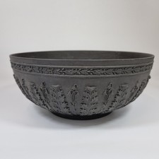 Antique Style Wedgwood Black Basalt Bowl Acanthus Leaves 26.2cm