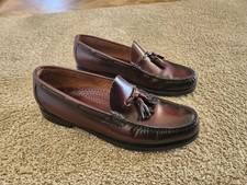 G.H. Bass Weejuns Kiltie Tassel Loafers Men Size 10 Burgundy Leather Low Shoes