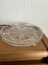 Vintage Davidson Art Deco Geometric Pressed Glass Footed Cake Stand