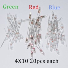 60pcs 4X10mm RED + Green + Blue Mix Neon Bulb Indicator 4mm Glow Lamp Neon-Light