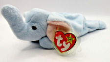 TY BEANIE BABY PEANUT - LIGHT BLUE ELEPHANT - INDONESIA - MINT - RETIRED