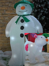 180cm The Snowman And The Snowdog 85cm Inflatable White LED Outdoor Christmas