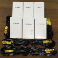 6 x Netgear PL1000 Powerline Adapters AV1000 PL1000-100UKS Gigabit + Cat5 Cables