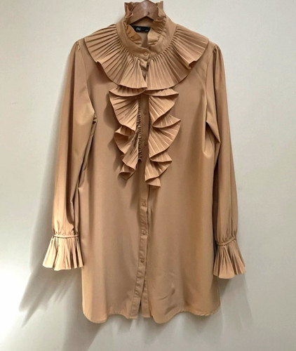 Womens beige ruffle mini - womens,