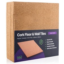 Treefloor Natural Plain Cork Tiles 25 Pack - 300mm x 300mm x 4mm