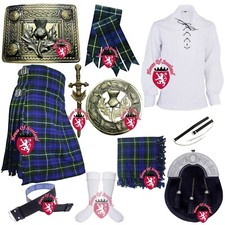 Scottish Kilt Outfit Set Argyll of Campbell Men's Thistle Crest Acrylic Wool