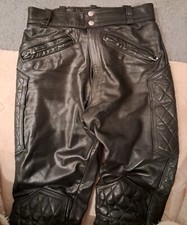 Vintage British (Rivetts, London) Motorbike Trousers Superb Leather 28" Waist.  