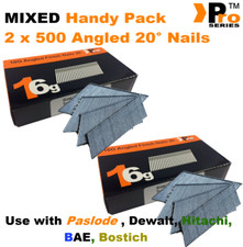 Mixed 16g ANGLED 20� Nails - 2 x 500 nail pack for Dewalt , Paslode , Hitachi 09